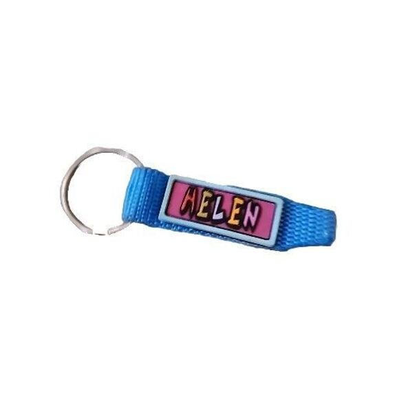 Helen Embroidered Name Strap Key Rings Keychains, Blue, Pink Personalized Name - Picture 1 of 6